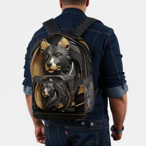 Mystic Black  Gold Art Printed Backpack