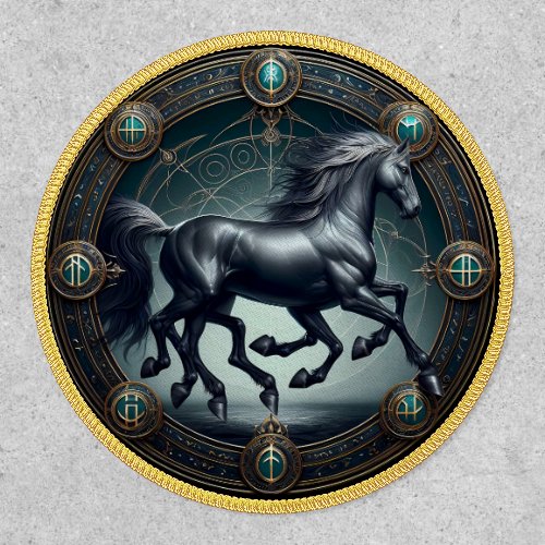 Mystic Black Horse Medallion  Patch