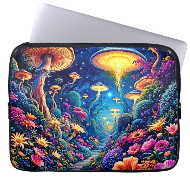 Mystic Bloom Forest Under Stars Laptop Sleeve (Front)