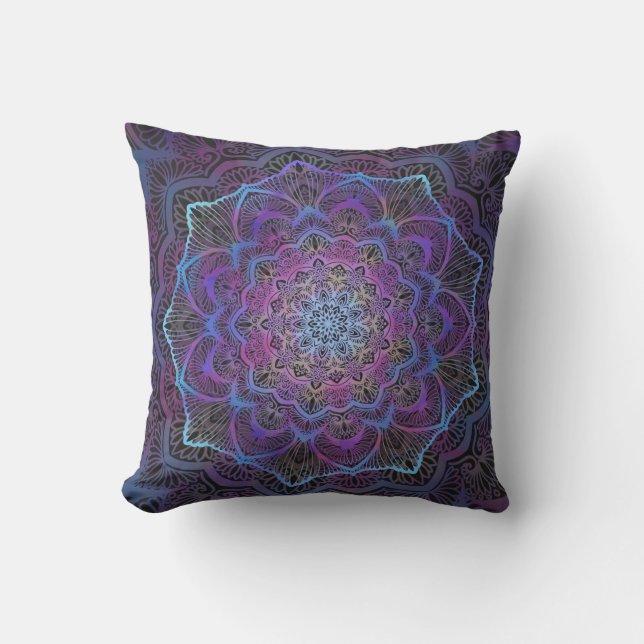 Mystic Bloom Mandala  Throw Pillow (Front)
