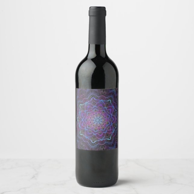 Mystic Bloom Mandala  Wine Label (Front)