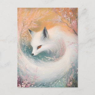 Mystic Bloom Spring Fox Watercolor Announcement Postcard