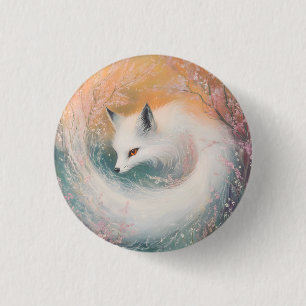 Mystic Bloom Spring Fox Watercolor Button
