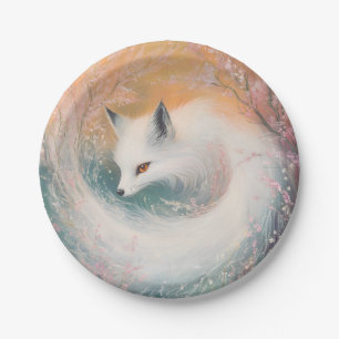 Mystic Bloom Spring Fox Watercolor Paper Plates
