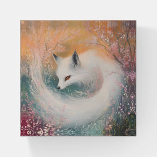 Mystic Bloom Spring Fox Watercolor Paperweight