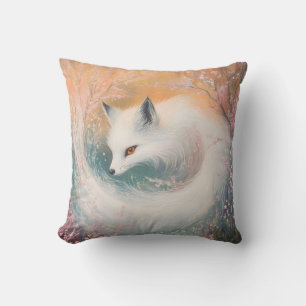 Mystic Bloom Spring Fox Watercolor Throw Pillow