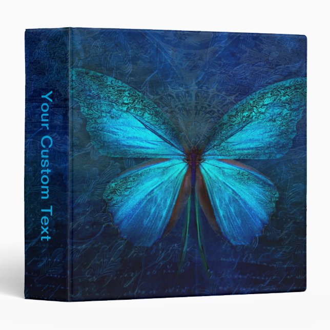 Mystic Blue Butterfly 3 Ring Binder (Front/Spine)