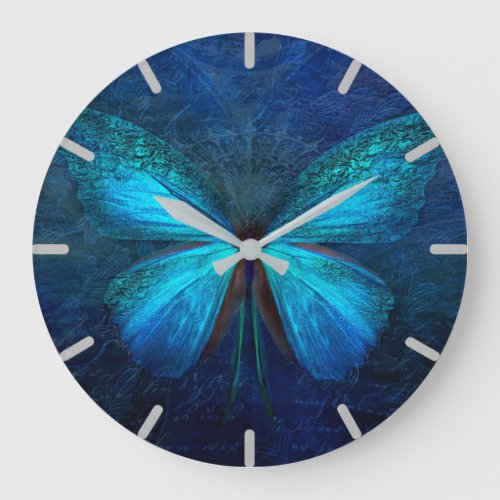 Mystic Blue Butterfly Large Large Clock