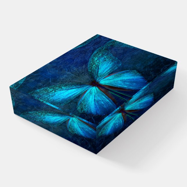 Mystic Blue Butterfly Paperweight (Angled)