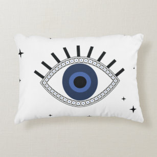 Mystic blue eye and stars, evil eye protection accent pillow