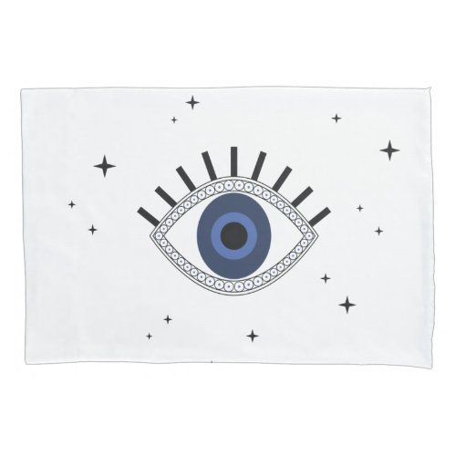 Mystic blue eye and stars evil eye protection pillow case