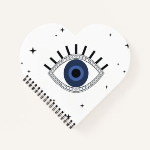 Mystic blue eye and stars magical design, evil eye notebook