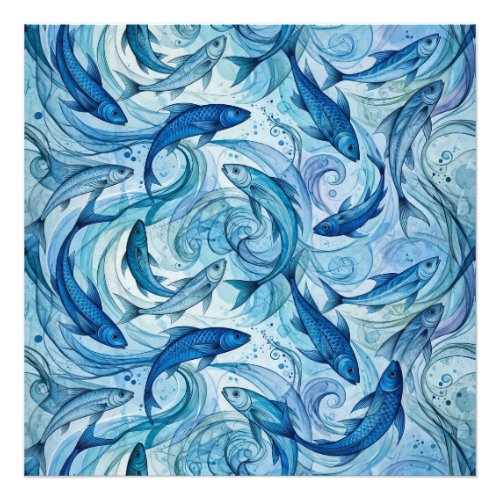 Mystic Blue Fish Flowing Harmony Photo Print