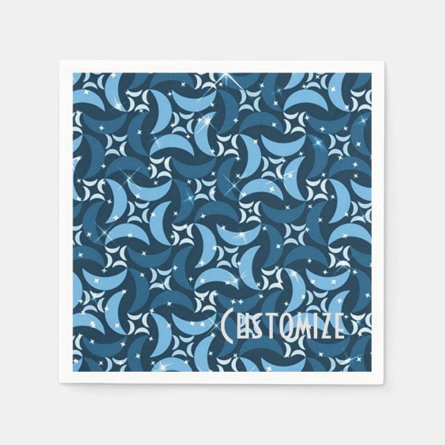 Mystic Blue Moons Pattern Napkins (Front)