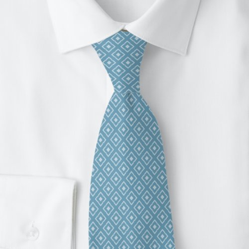 Mystic Blue Notched Diamond Neck Tie