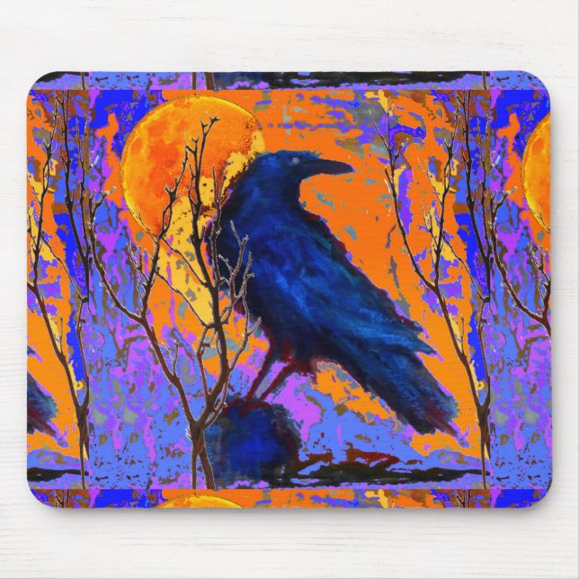 Mystic Blue Raven Moon By Sharles Mouse Pad (Front)