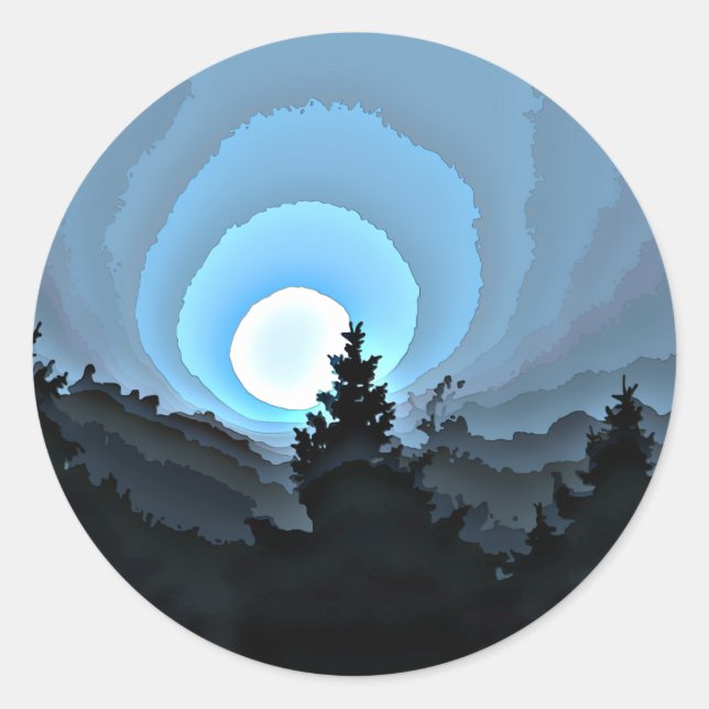 Mystic Blue Sunrise Classic Round Sticker (Front)