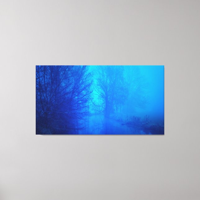 Mystic Blue Woodland Dreamscape Nature Canvas Wall Print (Front)