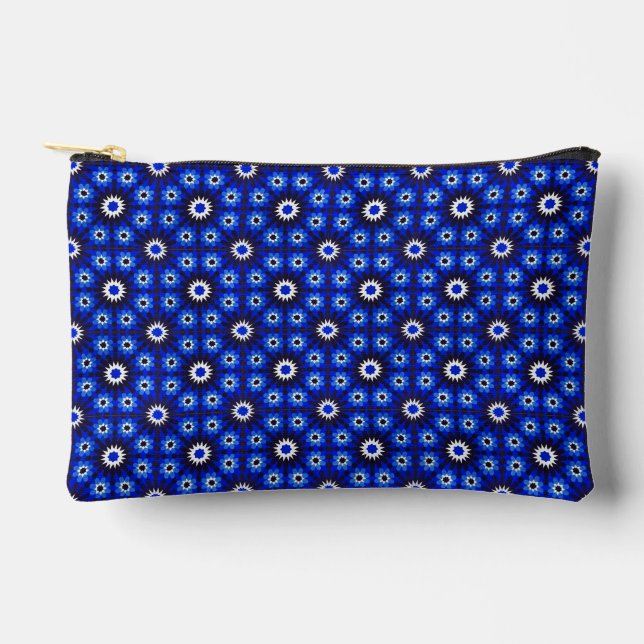 Mystic Blue Zellige Geometry Accessory Pouch (Front)