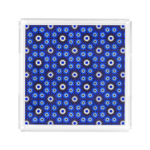 Mystic Blue Zellige Geometry Acrylic Tray
