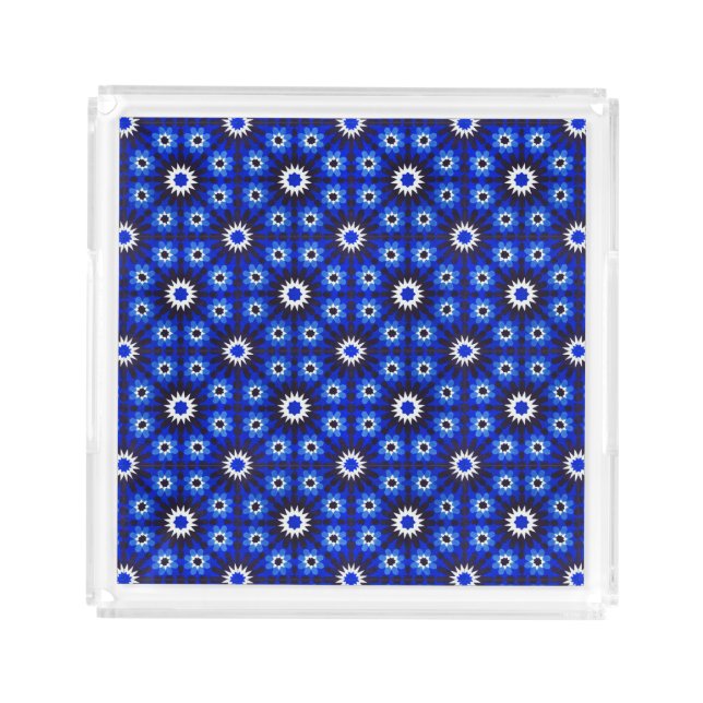 Mystic Blue Zellige Geometry Acrylic Tray (Front)