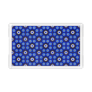 Mystic Blue Zellige Geometry Acrylic Tray