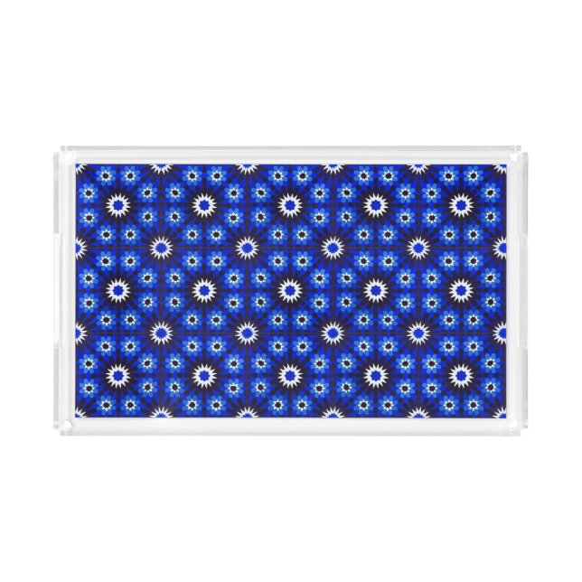 Mystic Blue Zellige Geometry Acrylic Tray (Front)
