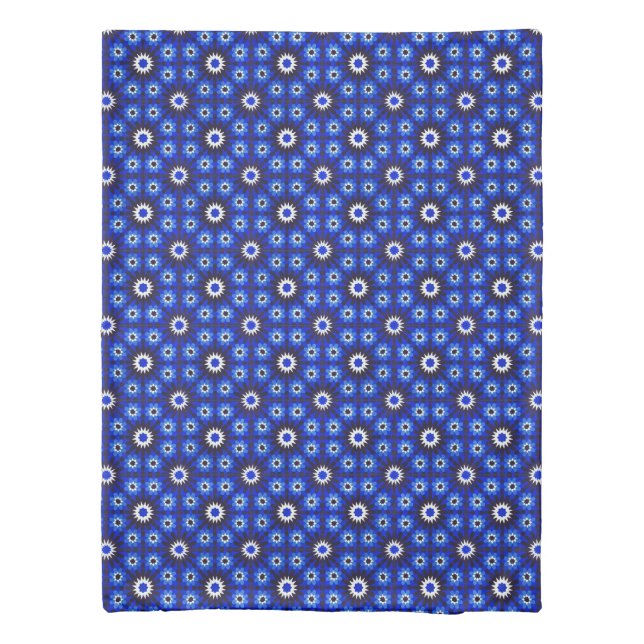 Mystic Blue Zellige Geometry Duvet Cover (Back)