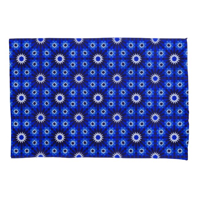 Mystic Blue Zellige Geometry Pillow Case (Front)