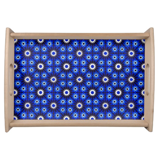 Mystic Blue Zellige Geometry Serving Tray (Front)