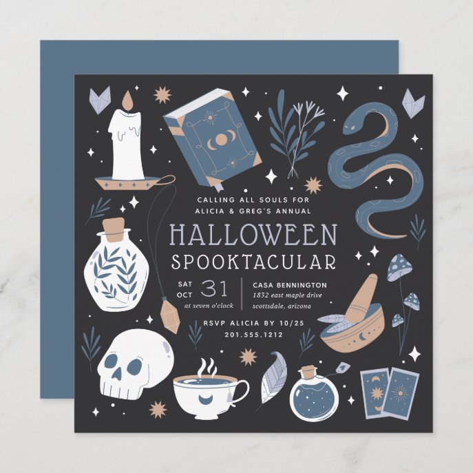 Mystic Boho Crystal Halloween Party Invitation