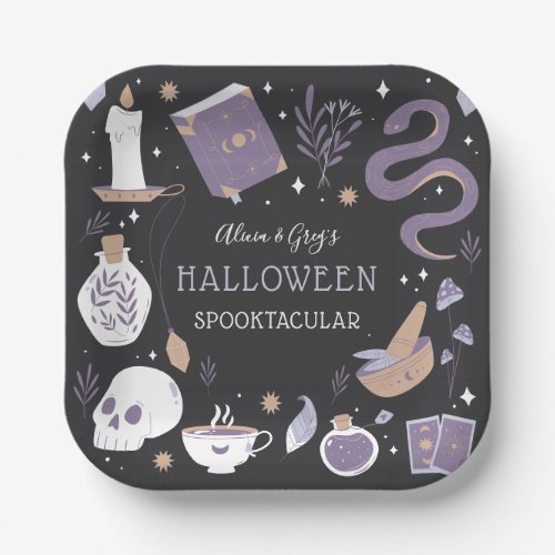 Mystic Boho Crystal Halloween Party Paper Plates