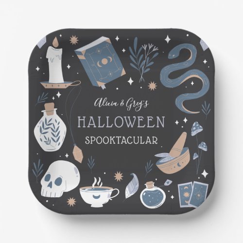 Mystic Boho Crystal Halloween Party Paper Plates