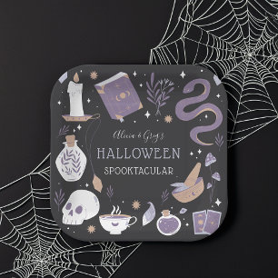 Mystic Boho Crystal Halloween Party Paper Plates