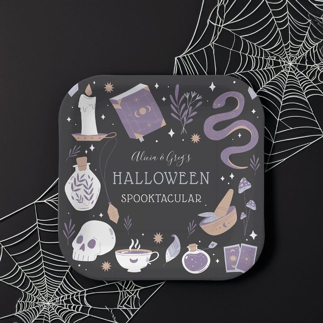 Mystic Boho Crystal Halloween Party Paper Plates (Creator Uploaded)