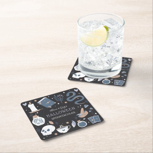 Mystic Boho Crystal Halloween Party Square Paper Coaster