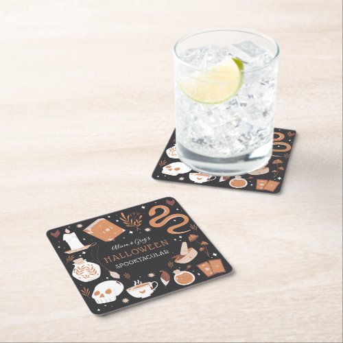 Mystic Boho Crystal Halloween Party Square Paper Coaster