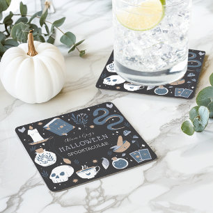 Mystic Boho Crystal Halloween Party Square Paper Coaster