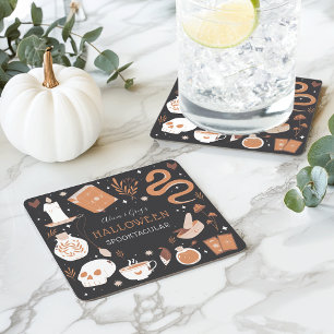 Mystic Boho Crystal Halloween Party Square Paper Coaster