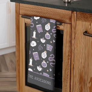 Mystic Boho Crystal Halloween Pattern Personalized Kitchen Towel