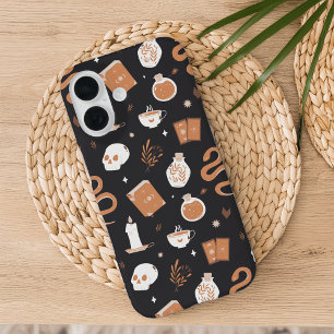 Mystic Boho Crystal Skull Snake Pattern iPhone 16 Case