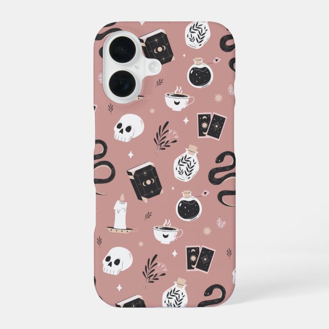 Mystic Boho Crystal Skull Snake Pattern Iphone Case (Back)