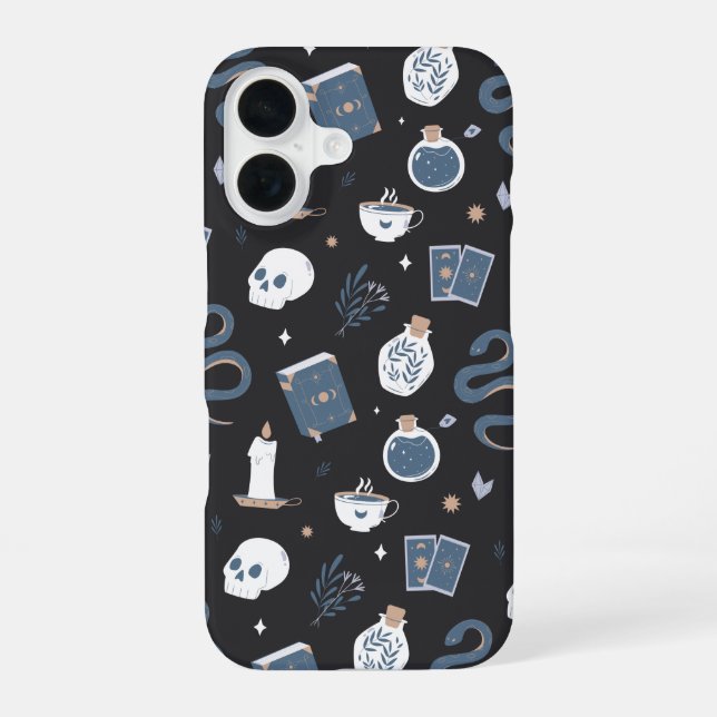 Mystic Boho Crystal Skull Snake Pattern Iphone Case (Back)