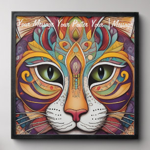 Mystic Boho Feline Mandala Peel And Stick Photo Tile