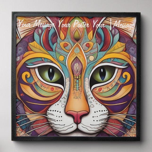 Mystic Boho Feline Mandala Peel And Stick Photo Tile (Front Set)