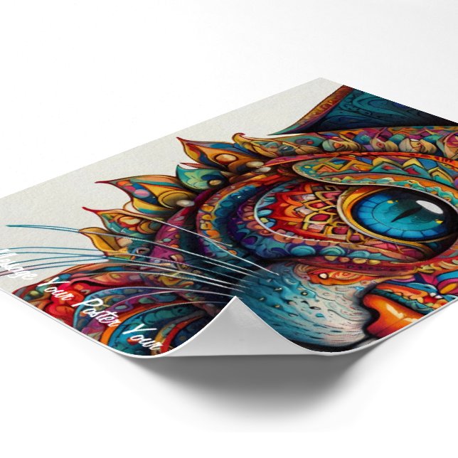 Mystic Boho Feline Mandala Poster (Corner)