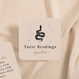 Mystic Boho Snake Moon Lunar Celestial Spiritual Square Business Card