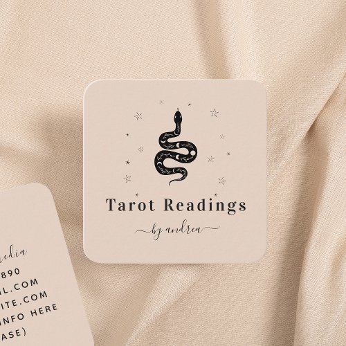 Mystic Boho Snake Moon Lunar Celestial Spiritual  Square Business Card