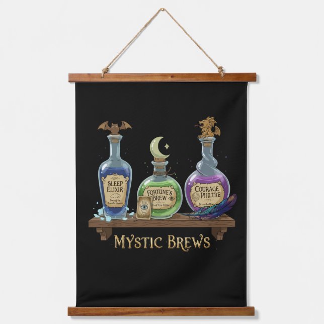 Mystic Brews | Whimsical Witchy Potions & Elixirs Hanging Tapestry (Front)