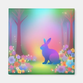 Mystic Bunny in  Spring Forest  Magnet